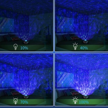 PROJEKTOR GWIAZD LAMPKA NOCNA OBROTOWA LED 10 TRYBÓW +FUNKCJA POMIARU CZASU