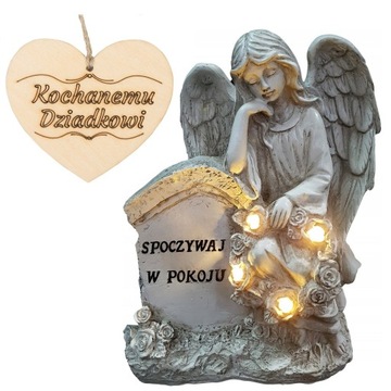 ZNICZ ANIOŁ STRÓŻ z napisem SPOCZYWAJ W POKOJU na grób DZIADKA 21,5 CM