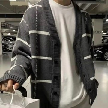 Autumn Winter Sweater Cardigan Men V-neck Long Sle