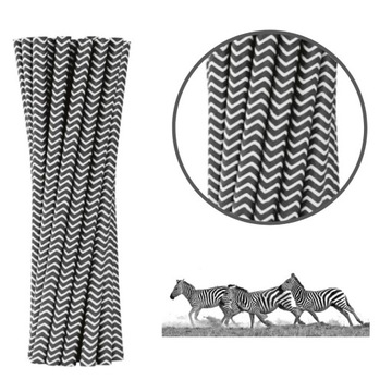 Słomki papierowe czarne zygzaki 230x8mm EKO 100szt