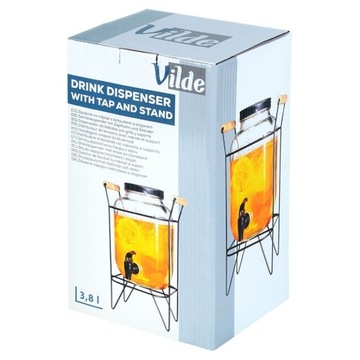 Банка НАПИТКИ, большая банка, стеклянный диспенсер, кран, кран, подставка, 4,2 л