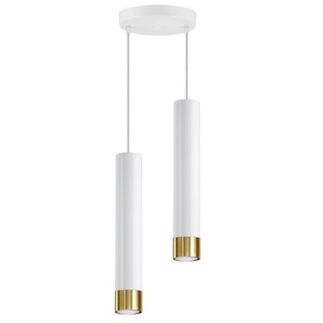 Lampa Wisząca Tuby Metal Biała Złota LED GU10
