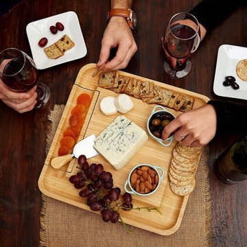 БАМБУКОВАЯ ДОСКА ДЛЯ СЫРА И ЕДЫ + НОЖИ