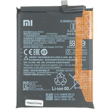 Oryginalna Bateria używana do telefonu XIAOMI MI 10T 5G MZB07ZCIN BM53