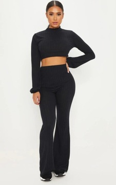 L18 Czarne spodnie PrettyLittlething 30 prążki