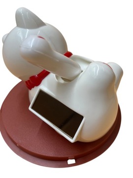 SOLARNY Japoński Kot Maneki-Neko Chiński Szczęścia 11cmx8cm Biały