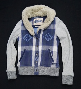 SUPERDRY SUPER FIRMOWA DAMSKA ROZPINANA BLUZA Z FUTERKIEM - M