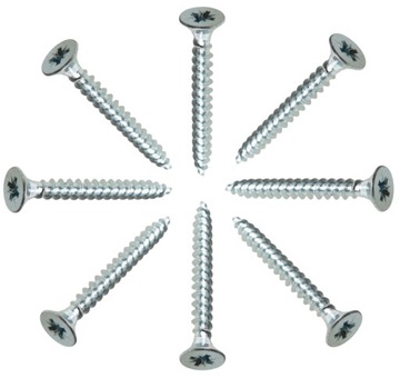 Закаленные шурупы 4,0 х 30 мм, оцинкованные.