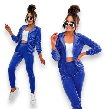 DRES KOMPLET WELUROWY DAMSKI BLUZA ROZPINANA ZAMEK SPODNIE CHABER M