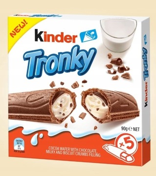 Батончики Kinder Tronky Молочный шоколад с начинкой Вафли 18гх5