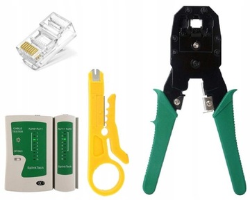TESTER KABLI SIECIOWYCH + ZACISKARKA + WTYKI RJ45