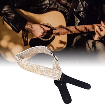 Вышитый ремень для гитары. Расширенный, регулируемый