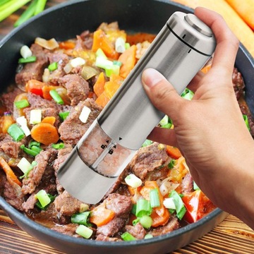 Электрическая мельница для соли и перца, стальная, автоматическая.