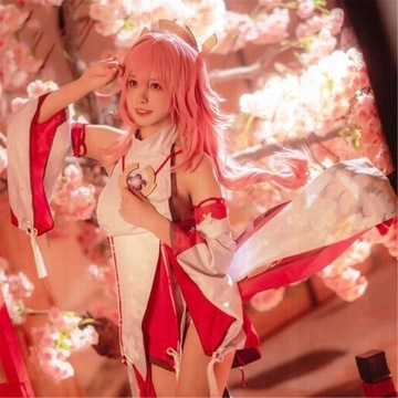 GENSHIN IMPACT YAE MIKO КОСПЛЕЙ РЕГУЛИРУЕМЫЙ ПАРИК