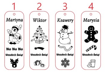 ZAKŁADKA Z IMIENIEM PREZENT NA MIKOŁAJKI MIKOŁAJ ŚWIĘTA POD CHOINKĘ DZIECI