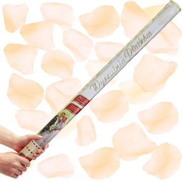 KONFETTI WYRZUTNIA PŁATKI TUBA ŚLUB 80 cm XXL ECRU
