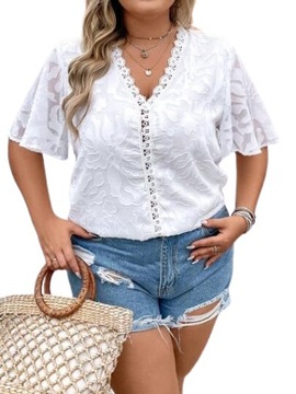SHEIN BLUZKA PLUS SIZE BIAŁA KRÓTKI RĘKAW 52 ŁHC