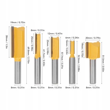 5 шт. ПРЯМОЙ РЕЗАК ДЛЯ ДЕРЕВА, ДЛИННЫЙ 8 мм.