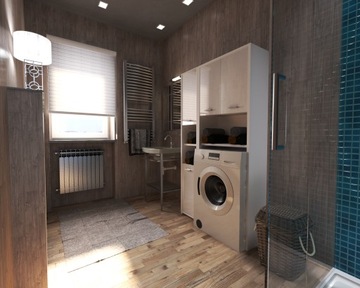 БЕЛЫЙ ГЛЯНЦЕВЫЙ ШКАФ ДЛЯ СТИРАЛЬНОЙ МАШИНЫ | ШКАФ ДЛЯ ВАННОЙ МЕБЕЛЬ ДЛЯ ВАННОЙ КОМНАТЫ