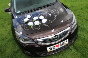 Dekoracja na samochód róże BIEL stroik ozdoba auta na ślub 24H