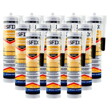 12xSilikon sanitarny CZARNY SFIX 280ml WC ŁAZIENKA PLEŚNIOBÓJCZY 280ml