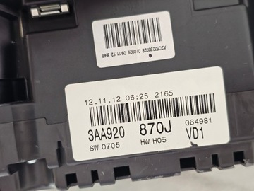 PŘÍSTROJOVÁ DESKA BUDÍK BUDÍKY EVROPA VW PASSAT B7 B6 CC 3AA920870J