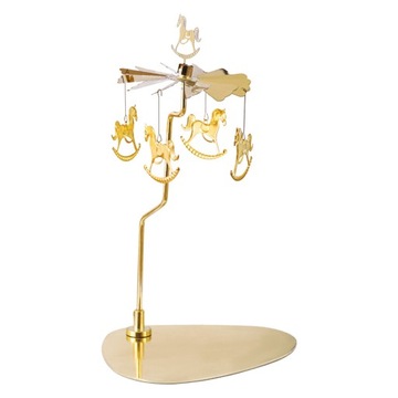 Rotating Candlestick Christmas Carousel Tea Light Candle Holder Stand Star