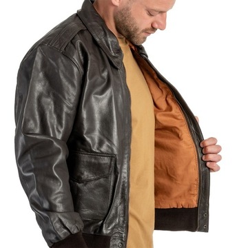 Kurtka skórzana pilotka Mil-Tec US A2 Leather Flight Jacket - Brązowa XL