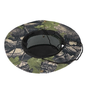 Boonie Hat Mesh Leaves Wzór Kamuflaż Oddychająca czapka wędkarska Szara