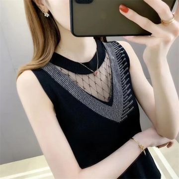 Hot Diamond Camisole Suspender Vest Knit Top O-ne
