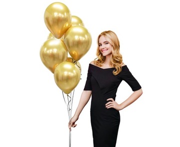 Balony metaliczne 23cm urodziny ślub złoty 10 szt