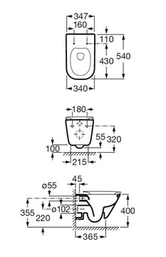 ROCA GAP Подвесной унитаз без оправы с плавно закрывающимся сиденьем, белый A34H47C000