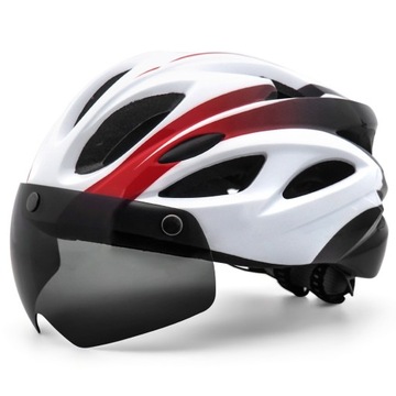 Kask rowerowy ochronny EPS z wizjerem, tylne światło LED EUTOUR