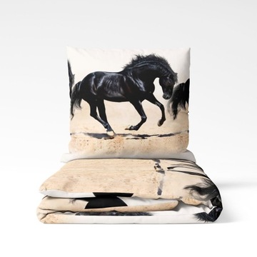 Komplet pościeli bawełnianej 140x200 horse, zestaw do sypialni na łóżko