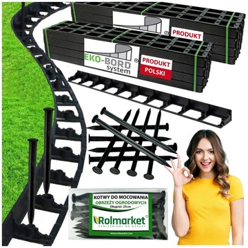 ZESTAW Obrzeża trawnikowe EKO-BORD 58mm MAX 24szt kotwy MOCUJĄCE KRAWĘŻNIK