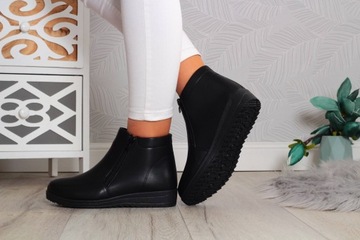 БОТИНКИ ЖЕНСКИЕ ЗИМНИЕ, ЧЕРНЫЕ УТЕПЛЕННЫЕ БОТИНКИ, МОЛНИИ