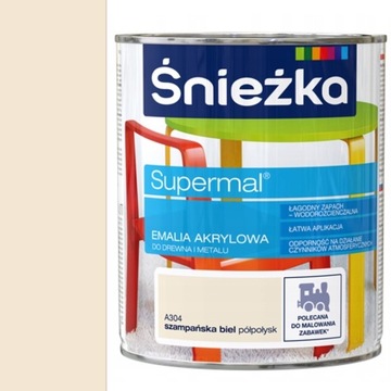 ŚNIEŻKA Emalia Akrylowa PÓŁPOŁYSK 800ml SZAMPAŃSKA BIEL A304