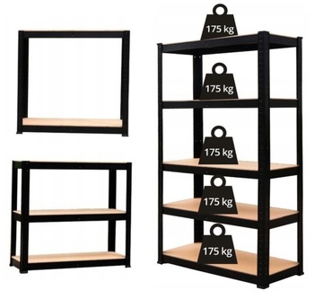 REGAŁ metalowy lakierowany 180x90x30 CZARNY loft