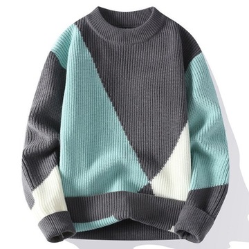 Sweter świąteczny, gruby, ciepły sweter ze wzorem w szwy