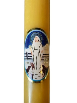СВЕЧА БЕЛАЯ ВОСК, 40х3см, БОЖЬЯ МАТЕРЬ, СВЕЧА