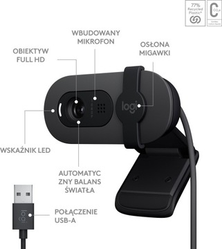Веб-камера Logitech Brio 100 Graphite FULL HD, 30 кадров в секунду