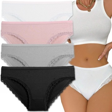 4x KLASYCZNE MAJTKI FIGI BAMBUSOWE Z WYSOKIM STANEM PRĄŻKOWANE 2/3XL