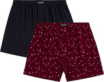 ATLANTIC LUŹNE BOKSERKI MĘSKIE SZORTY KLASYCZNE 2MBX045 COOL BORDO 2PAK *L*