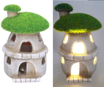 LAMPION LED FIGURKA OGRODOWA DOMEK GRZYBEK CERAMICZNY MECH DUŻY 16cm