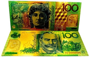 Коллекционная позолоченная банкнота АВСТРАЛИЯ 100 долларов ДЖОН МОНАШ