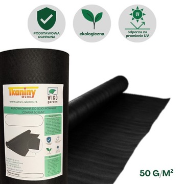 Agrowłóknina czarna Polska UV 50g/m2 80cm 10mb