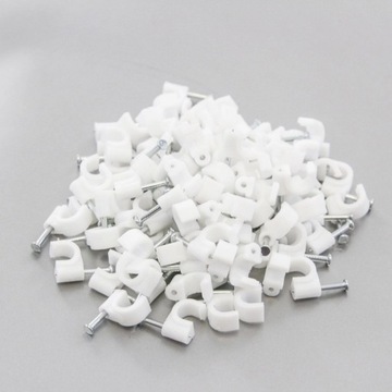 КАБЕЛЬНЫЕ ЗАЖИМЫ КАБЕЛЬНЫЙ ДЕРЖАТЕЛЬ С МОНТАЖНЫМИ ГВОЗДЯМИ 100 ШТ.