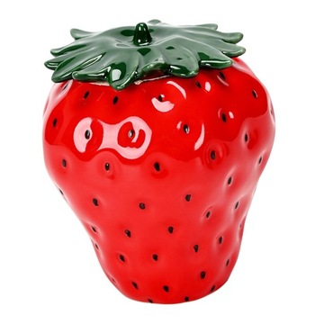 Ceramiczny, szczelny pojemnik do przechowywania w kształcie truskawki, przenośny, czerwony