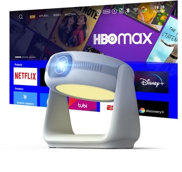 RZUTNIK PROJEKTOR OBROTOWY LED ANDROID WIFI PRZENOŚNY BATERIA AUTO FOCUS