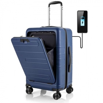 Twarda walizka z zamkiem TSA, kieszenią z przodu i portem USB 38l